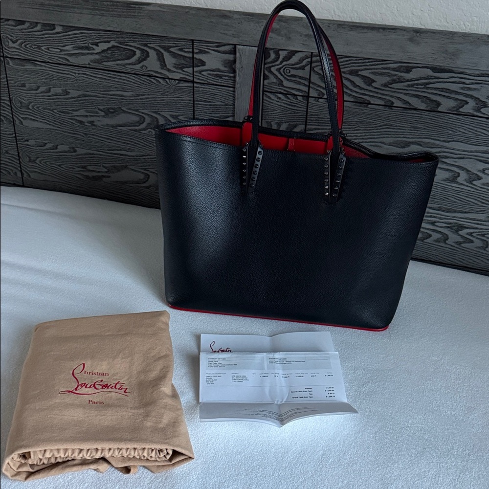 Christian Louboutin Black Cabata Tote with Red Interior